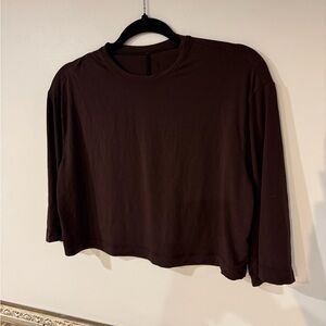 lululemon athletica Dark Brown short sleeve cropped Top